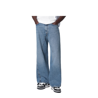 Wide-leg Light Blue Jeans with Logo - Image 1