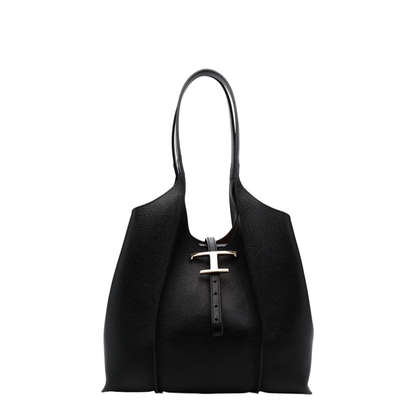 T Timeless Small Calf Leather Shopping Bag - Black - Image 1