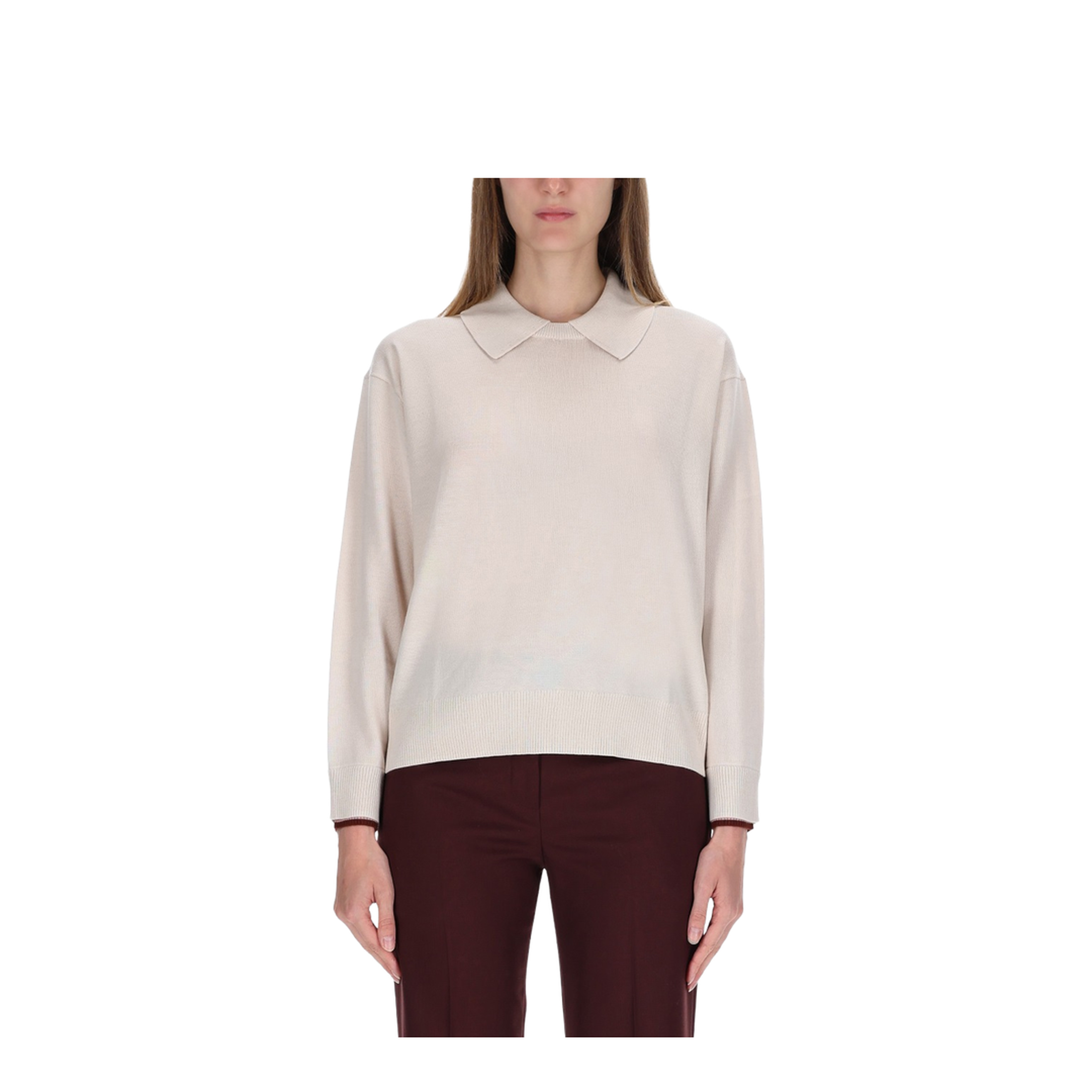 Knitted Collar Sweater - Image 1