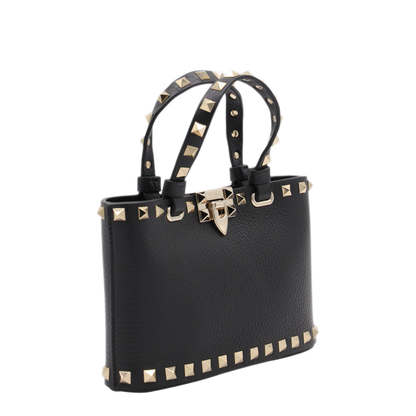 Rockstud Mini Calfskin Shopping Bag - Black - Image 4