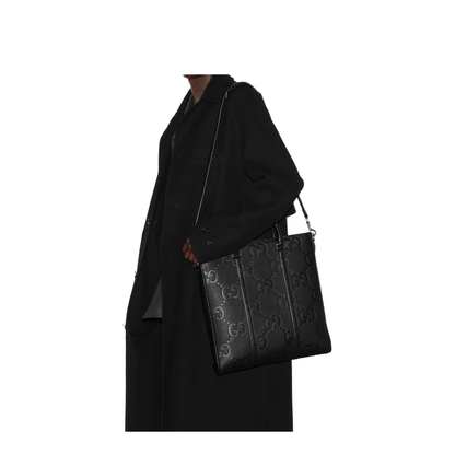 GG Jumbo Medium Leather Duffle Bag - Black - Image 1