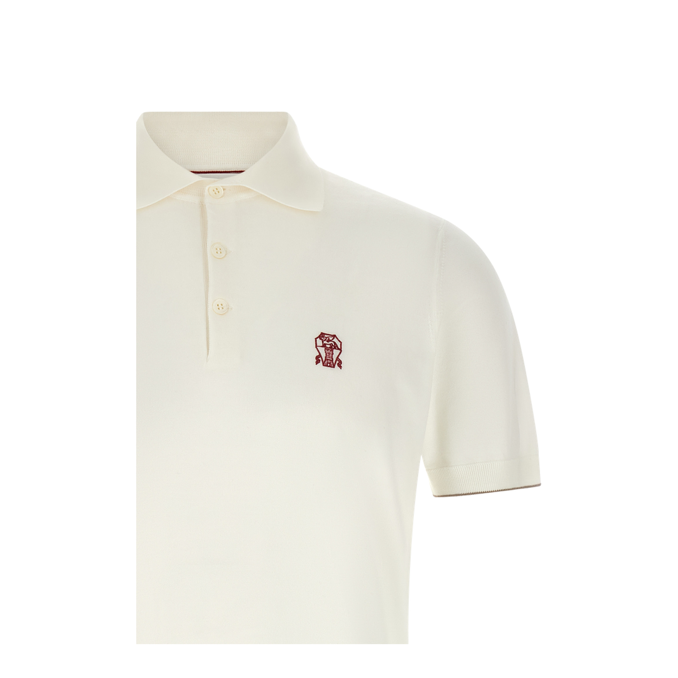 Polo Shirt Cotton Knit White - Image 3