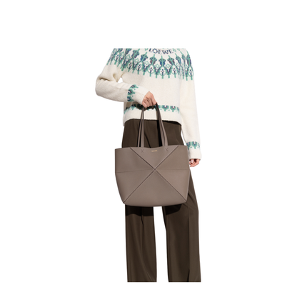 Puzzle Medium Horizontal Calfskin Tote - Taupe - Image 2