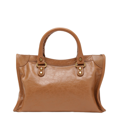 Small Beige Antique Gold City Bag - Image 2