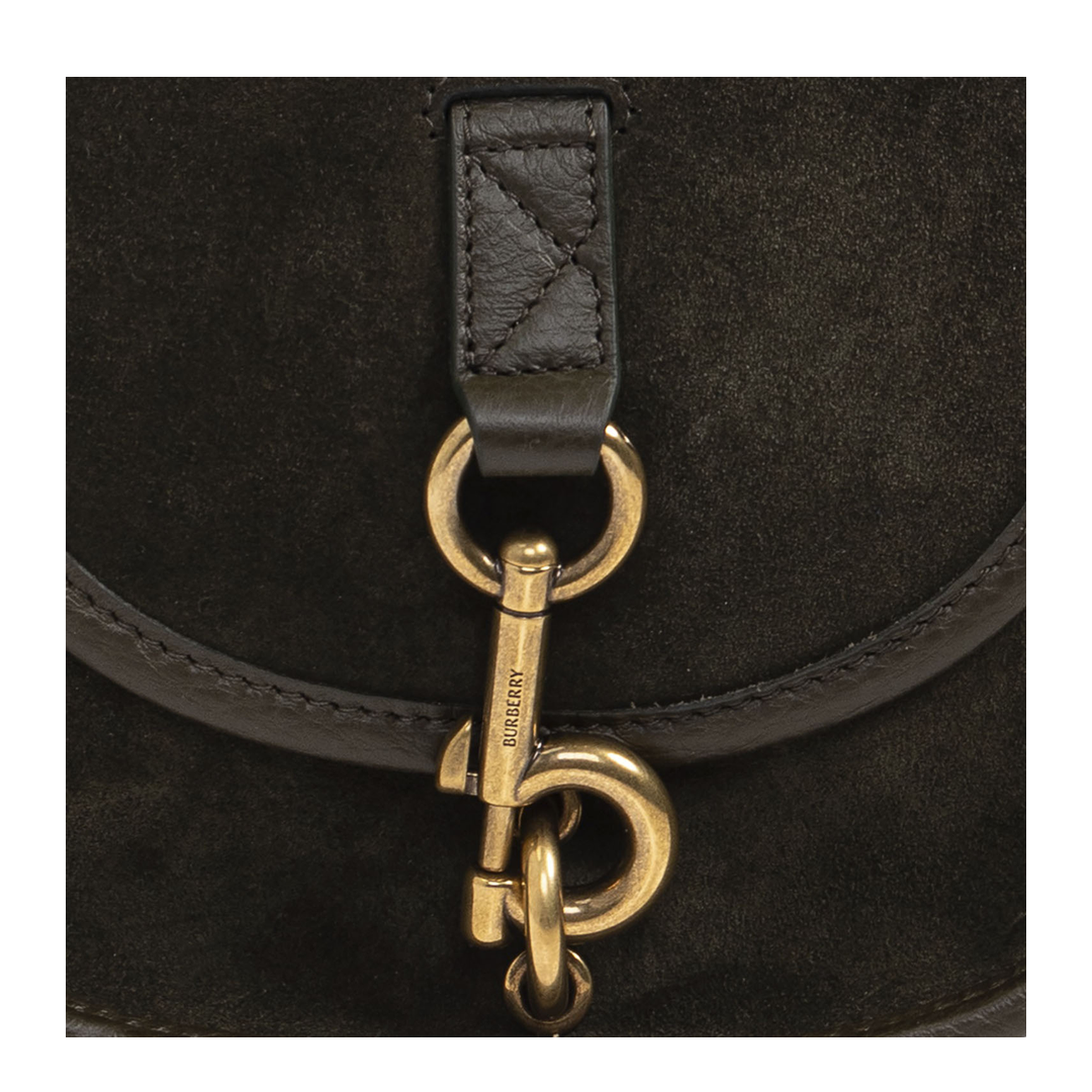 Mini B Clip Leather Messenger Bag in dark brown - Image 4