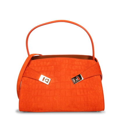 Hug Calf Suede Shoulder Bag - Orange - Image 1