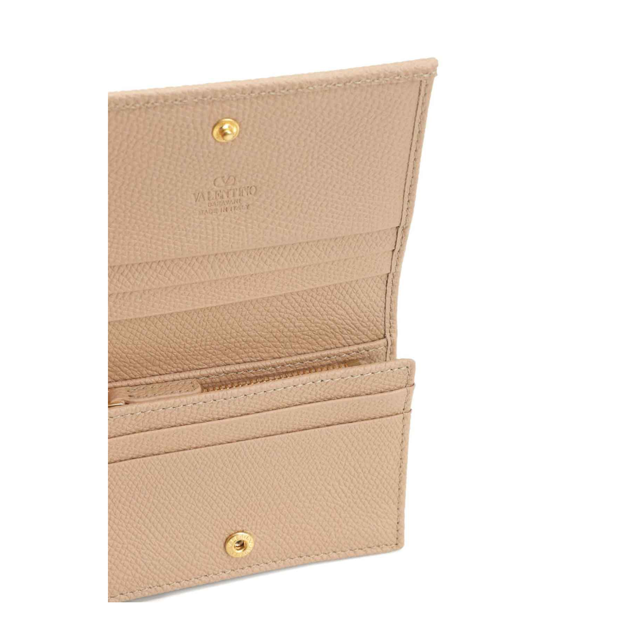 VLogo Signature Pebble-Grain Calfskin Wallet - Rose Sand - Image 4