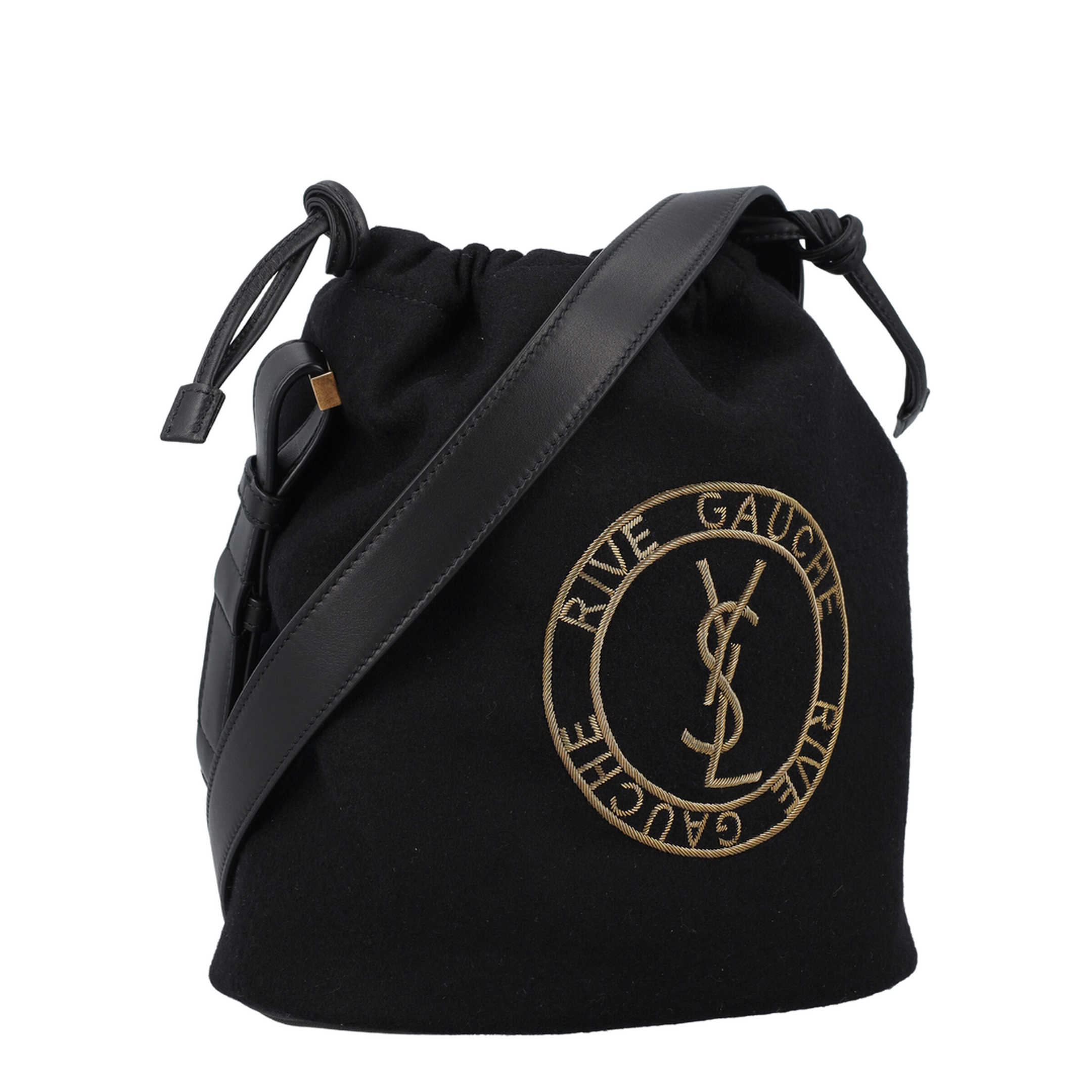Drawstring Crossbody Pouch, Gold Hardware - Image 3