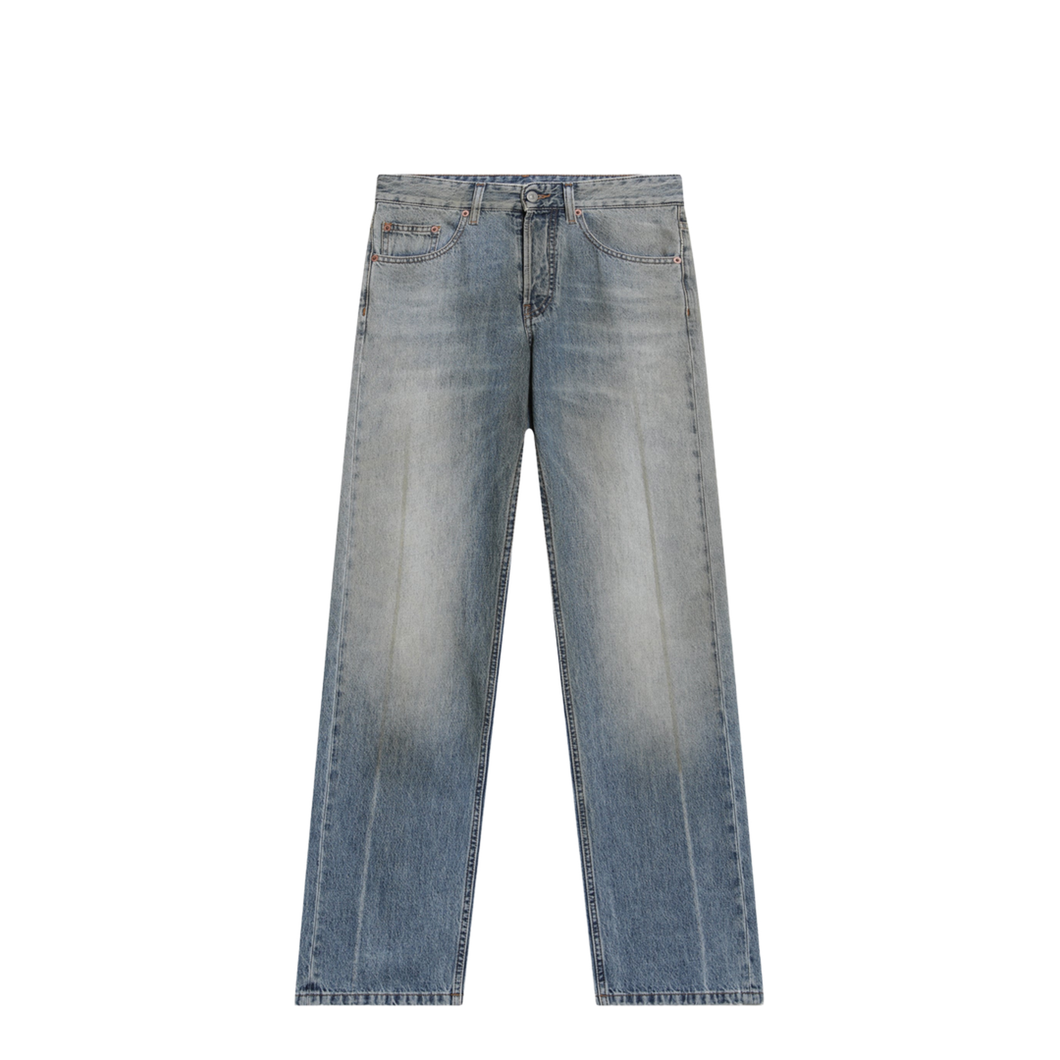 Straight-Leg Trompe-L'Œil Cotton Jeans In Medium Blue - Image 1