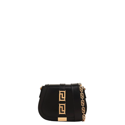 Versace La Greca Saddle Bag Leather Black - Image 1