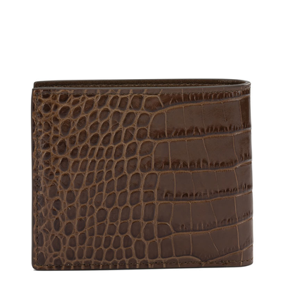 Crocodile Print Leather Wallet Brown - Image 3