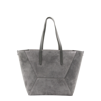 Duo Medium Suede Shopper Tote - Grigio - Image 5