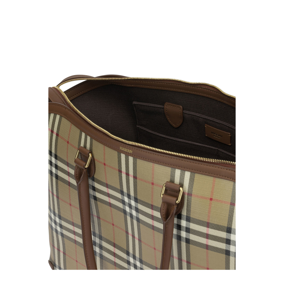Medium Check Zip Tote - Archive Beige - Image 5