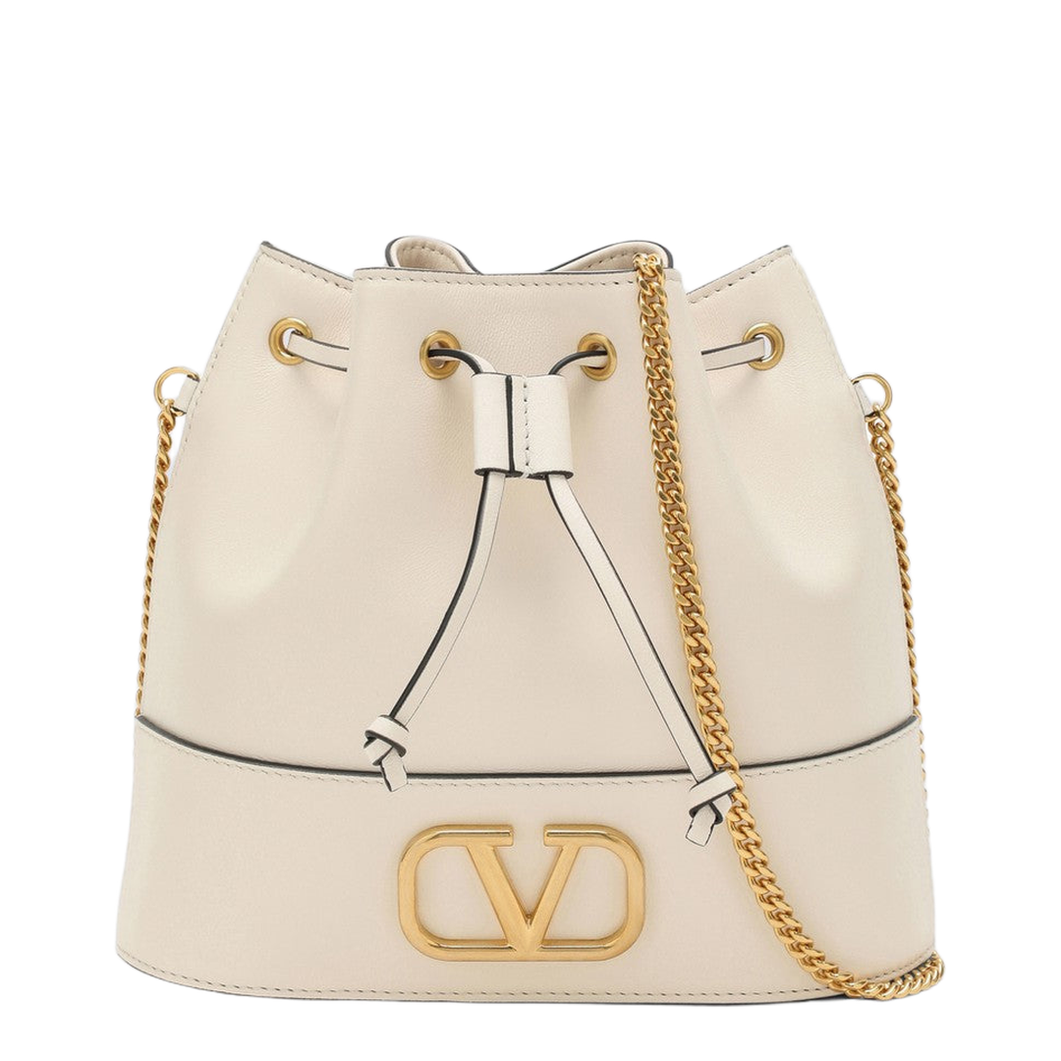 Mini Drawstring Vlogo Signature Nappa Antique Brass Logo - Image 1