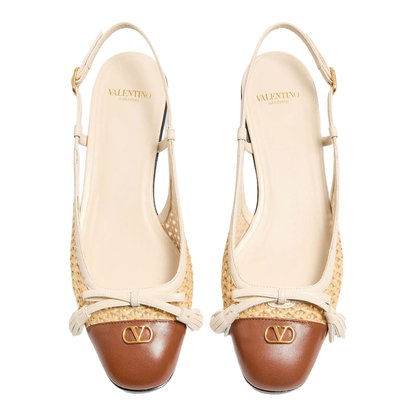 Leather and Raffia Slingback Ballerinas - Image 6