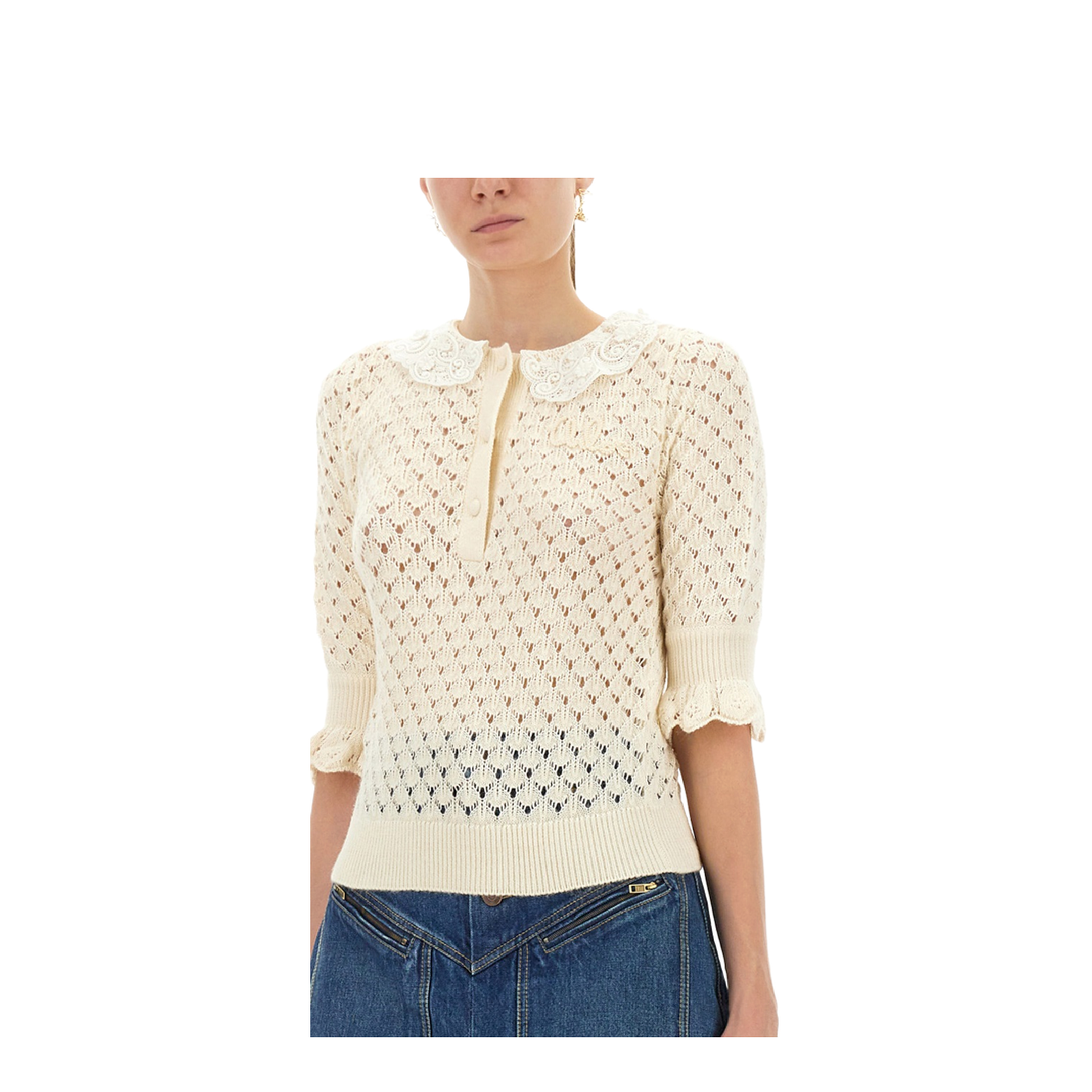 Cotton Crochet Sweater - Image 4