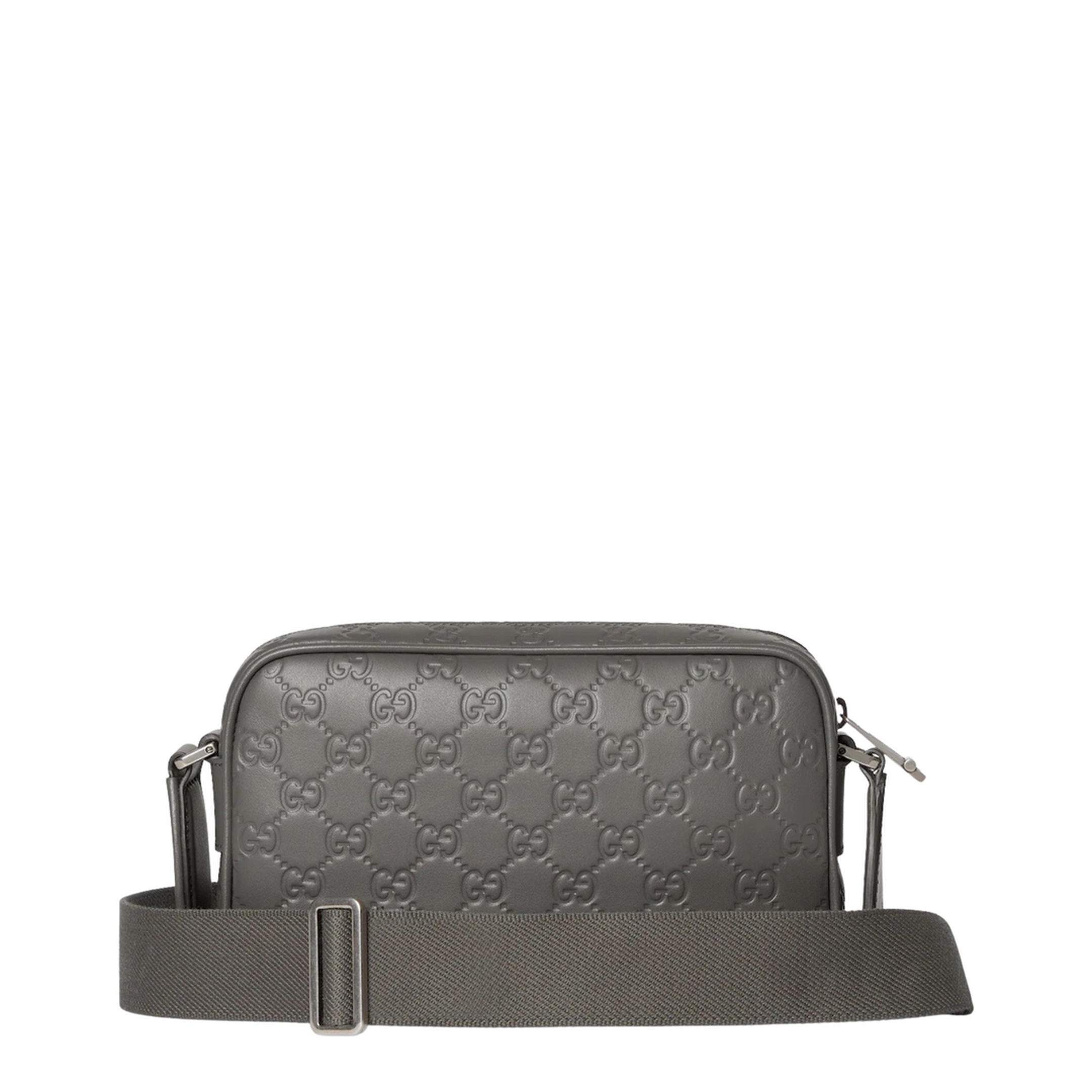 GG Emblem Small Smooth Leather Crossbody - Grey - Image 1