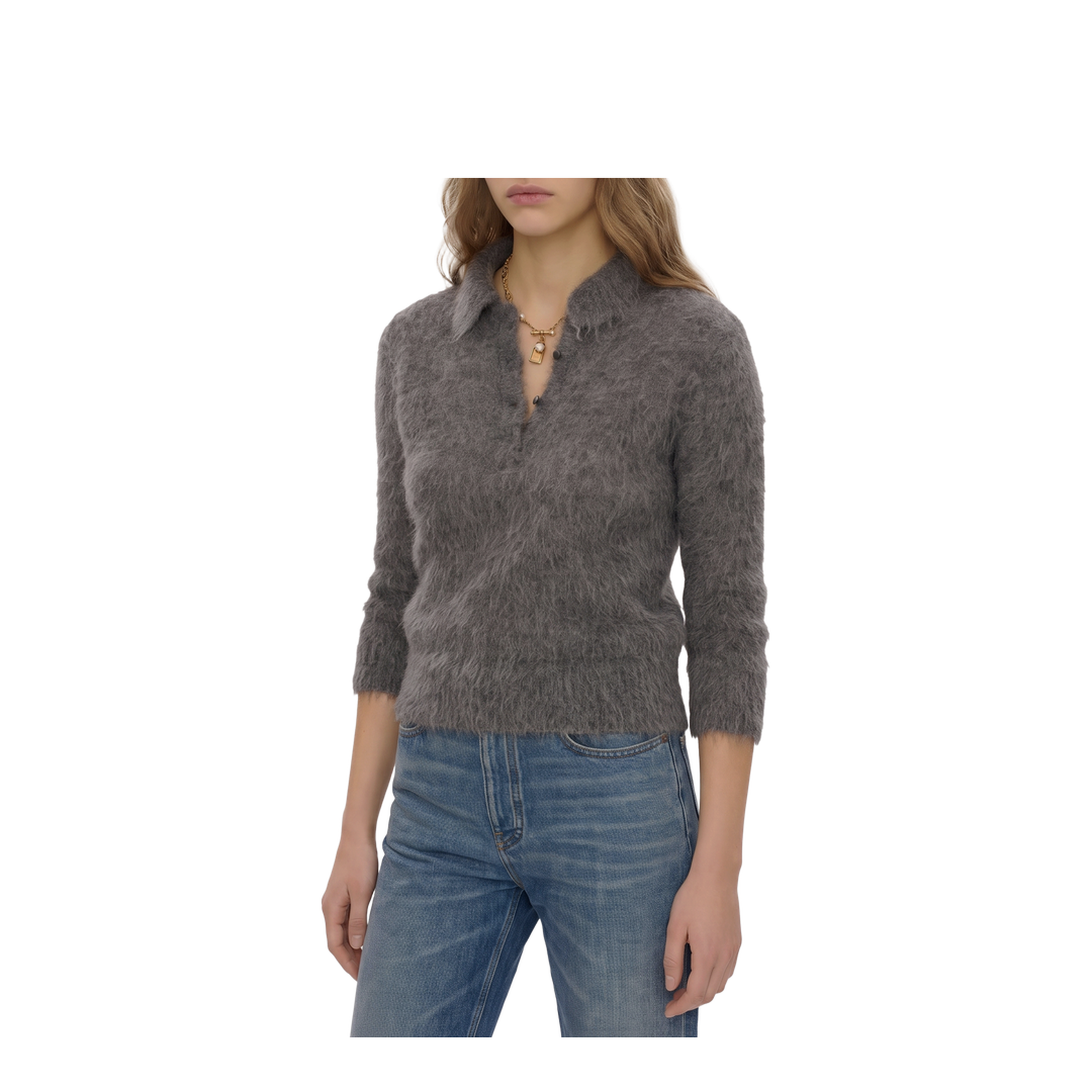 Smoky Grey Polo-Style Pullover - Image 3