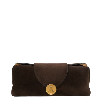 Vivian Small Suede Leather Clutch - Brown - Image 1
