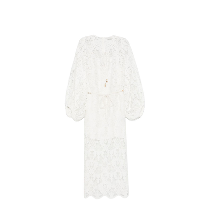 Coco Lace Midi Dress in White - Image 1