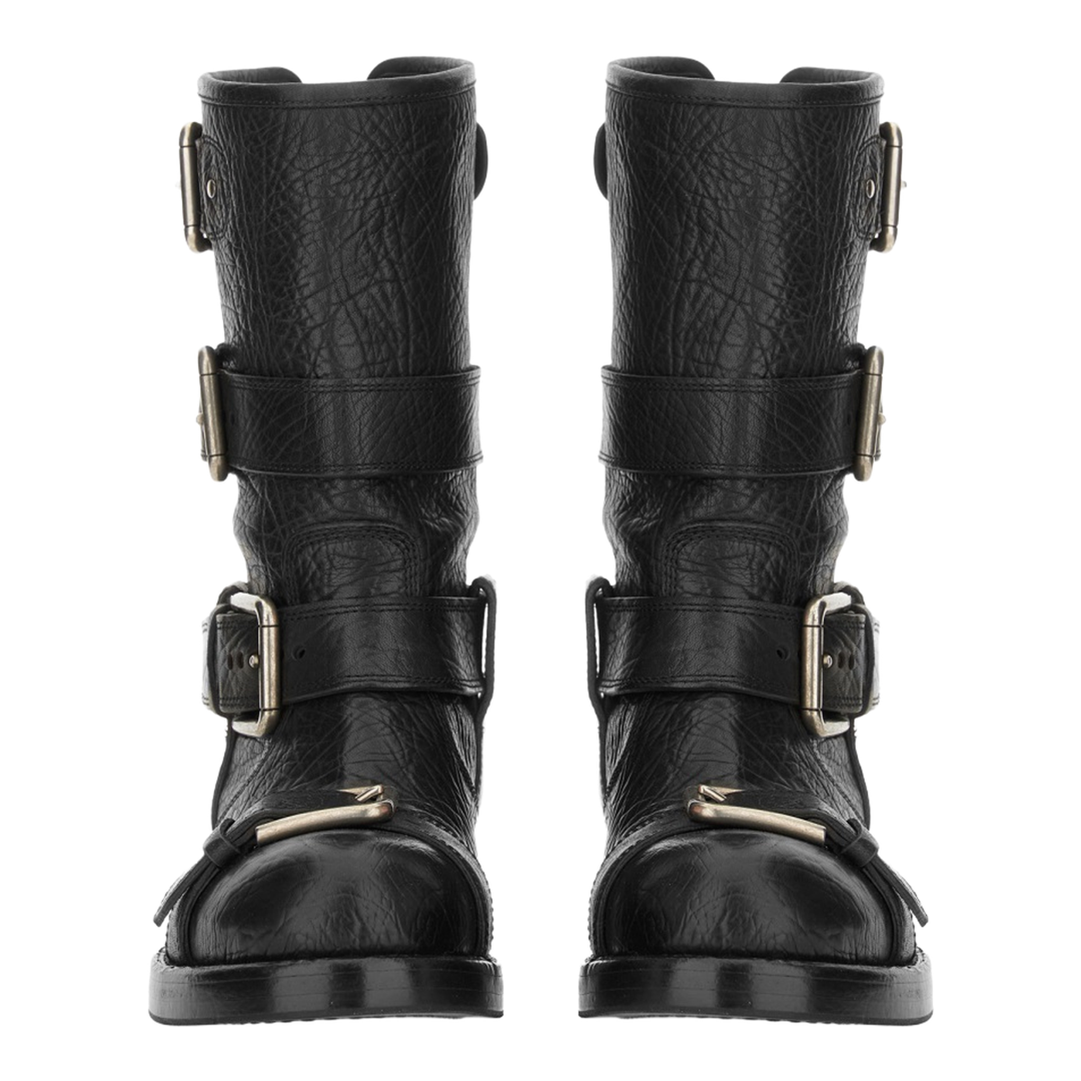 Black leather boots with straps - Image 4