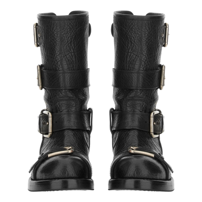 Black leather boots with straps - Image 4
