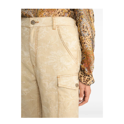 Floral Jacquard Canvas Cargo Trousers - Image 4