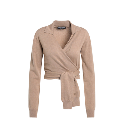 Beige Wrap Cardigan in Cashmere - Image 1