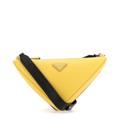 Triangle Saffiano Leather Shoulder Bag - Black + Sole - Image 1