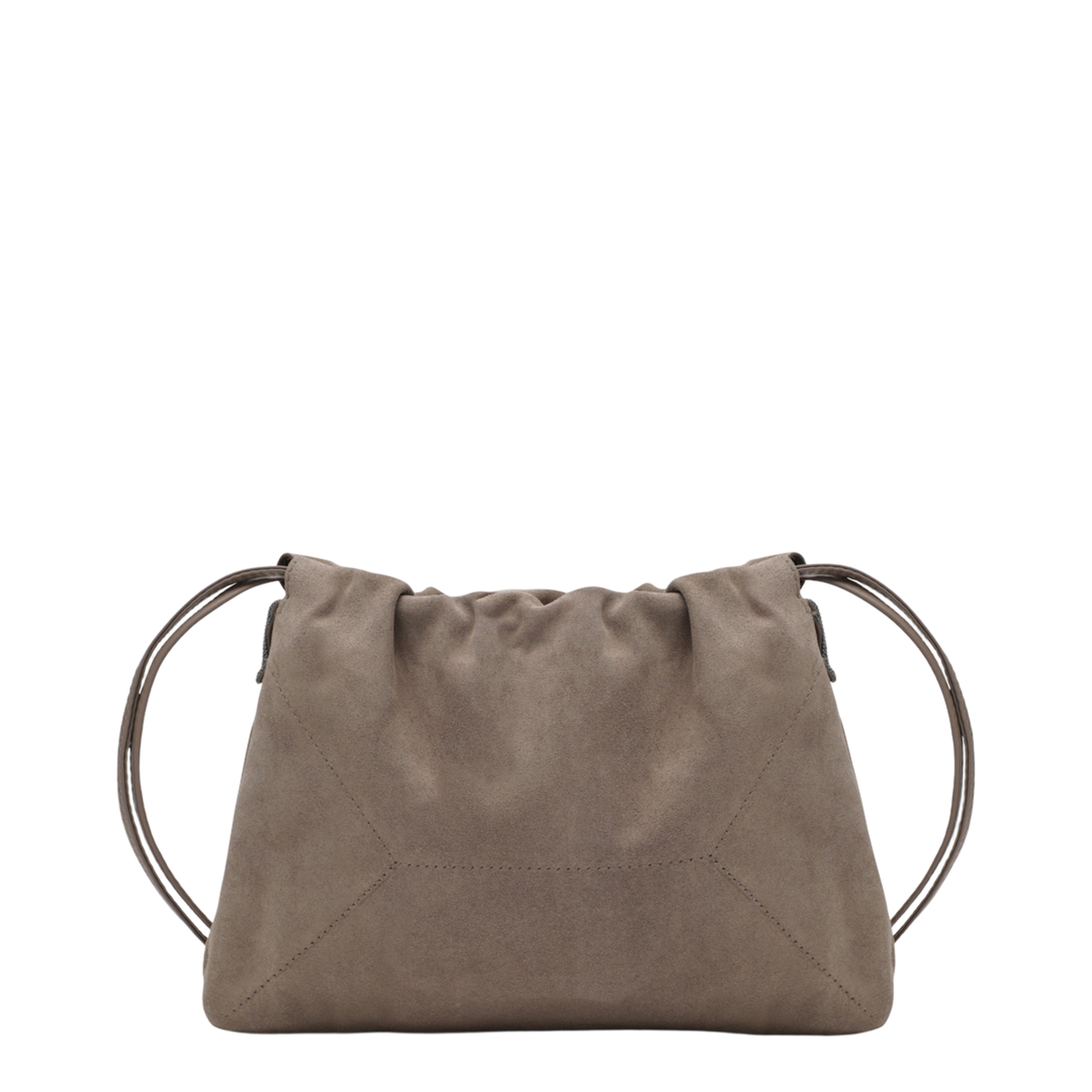 Duo Pouch Brown Suede Bag with Monile Detail - Image 2