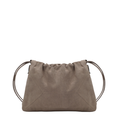Duo Pouch Brown Suede Bag with Monile Detail - Image 2
