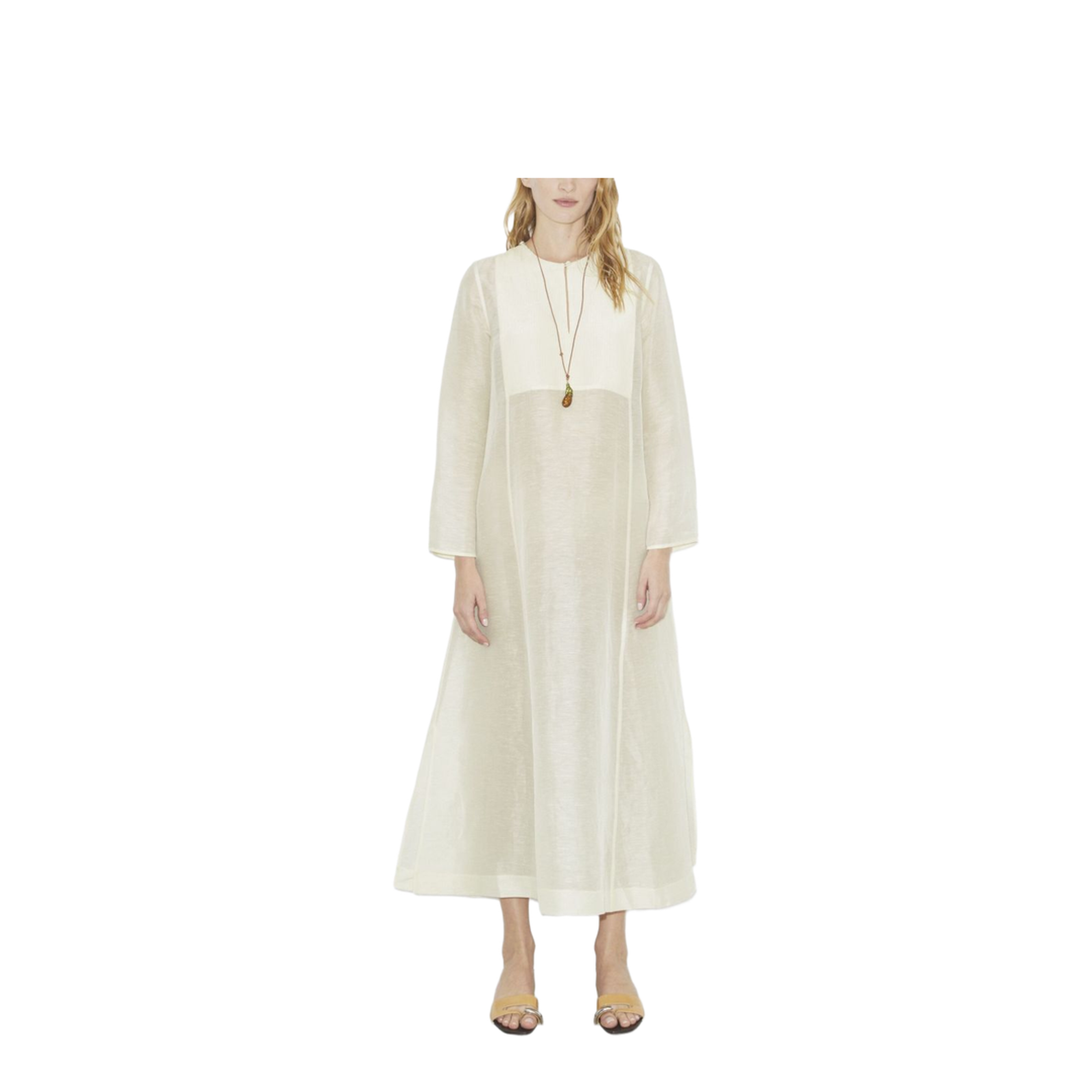 Ivory Linen Blend Caftan - Image 3