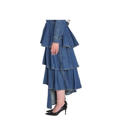 Spiral Maxi Skirt in Denim - Image 3