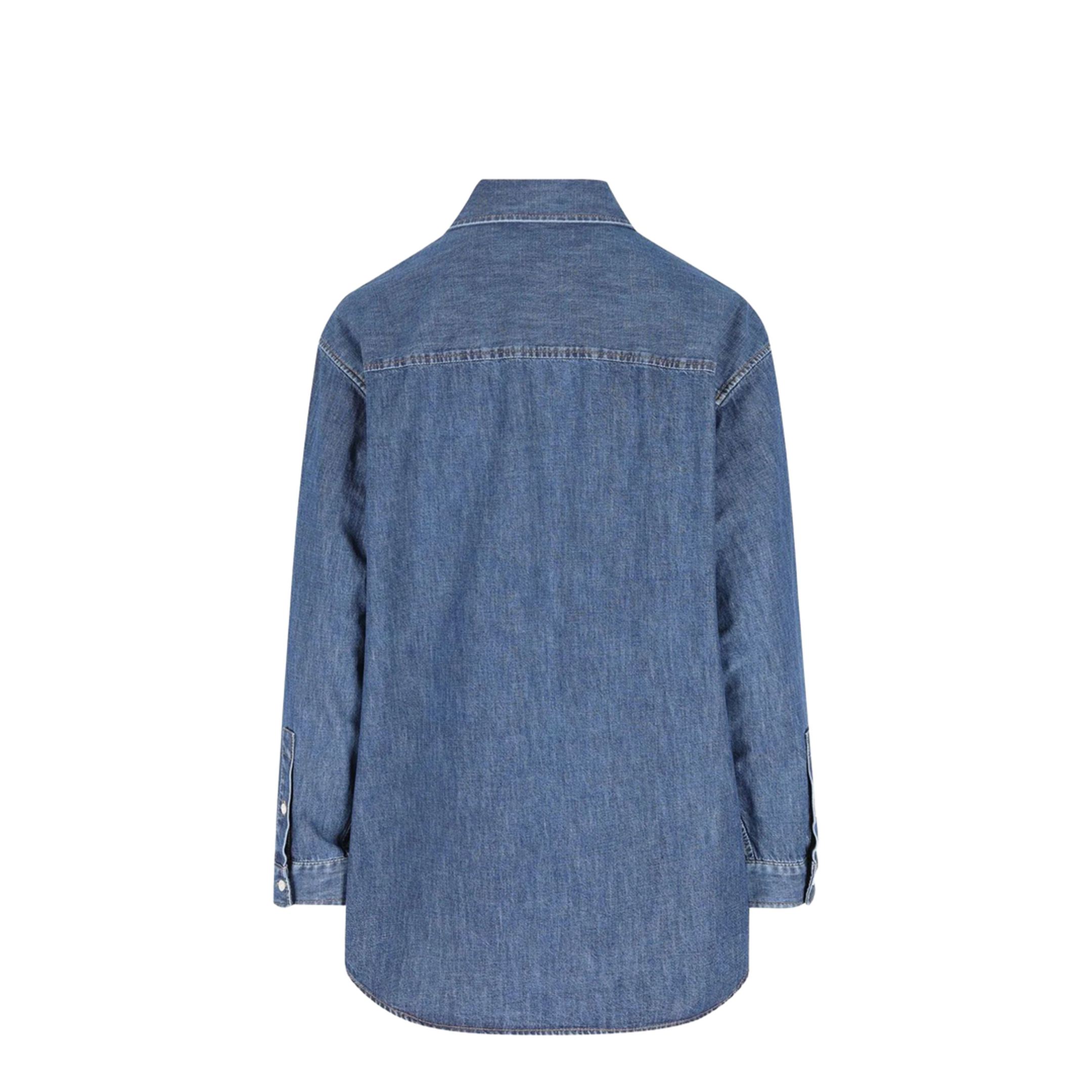 Women's Long Sleeve Denim Shirts Blue - Image 2