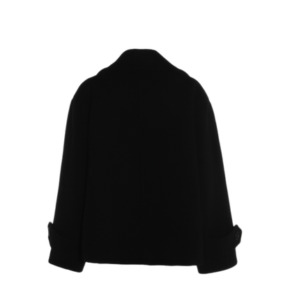 Oversized Wool Short Coat - Black - Image 4