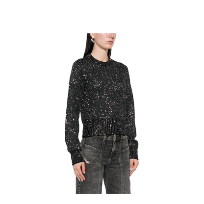 Black Wool Blend Cropped Sweater - Image 3