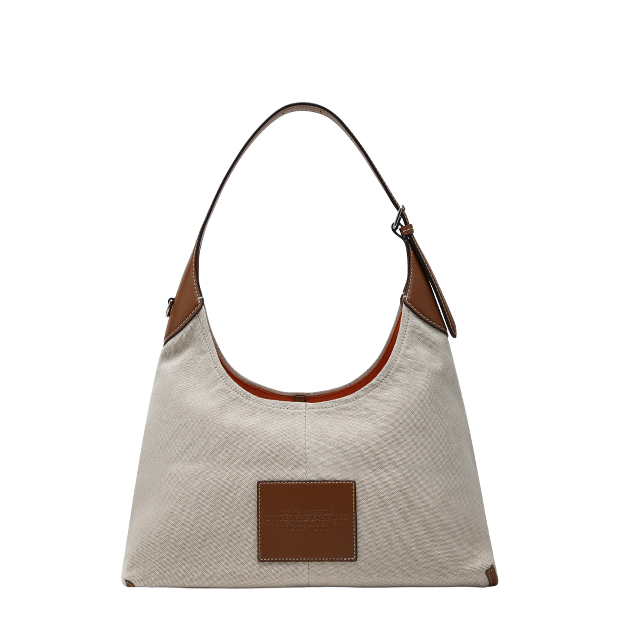 Contemporary Canvas with Leather Trim Belted Sack Bag - Beige - Image 2