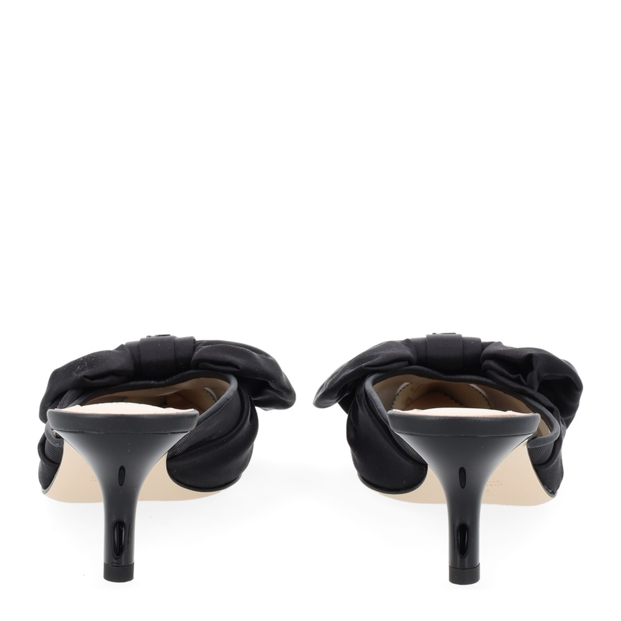 Black Satin Medium-Heeled Sabots - Image 4