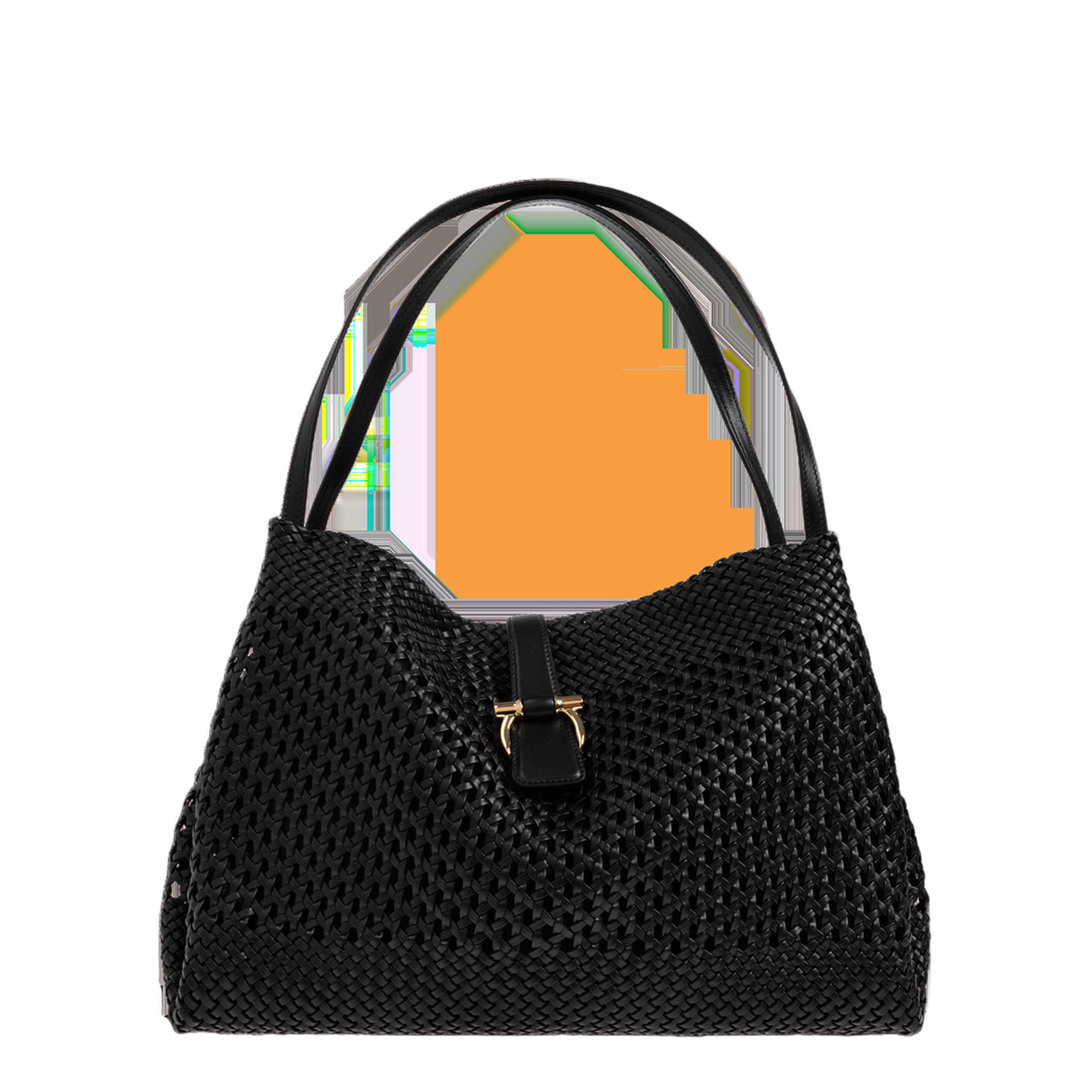 Mia Large Woven Leather Tote - Nero - Image 1