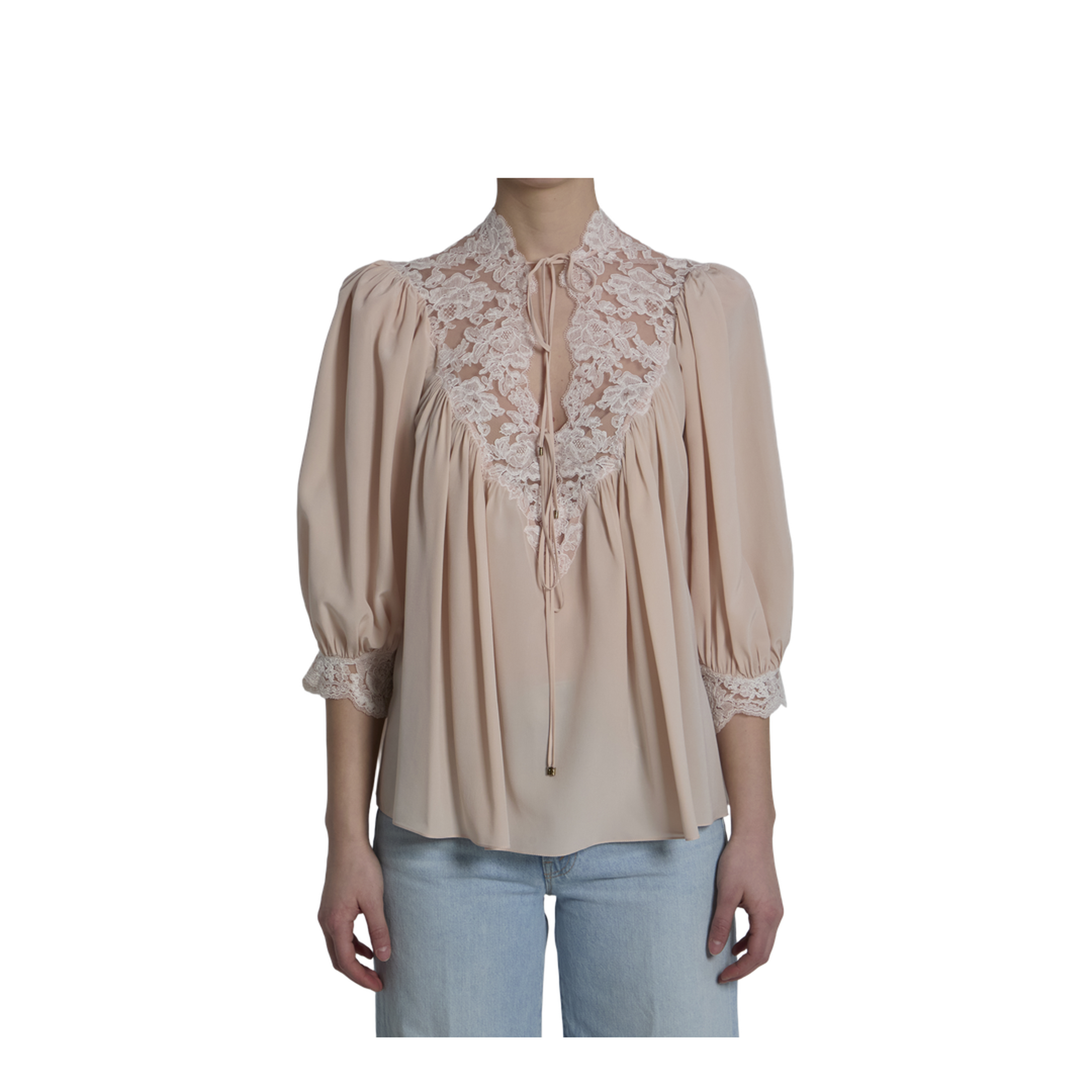 Silk Blouse With Lace Details - Image 1