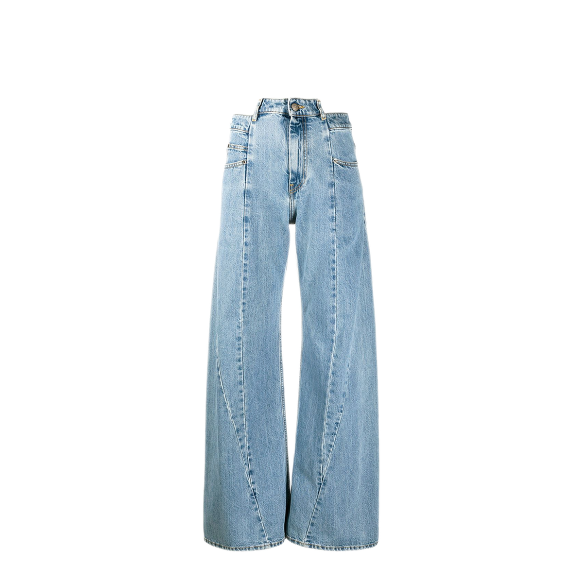 Blue Denim Regular-waisted Wide-leg Jeans - Image 1
