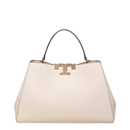Eleanor Pebbled Leather Satchel - Light Stone - Image 2