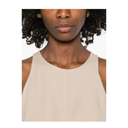 Sleeveless Panelled Midi Dress Beige - Image 2