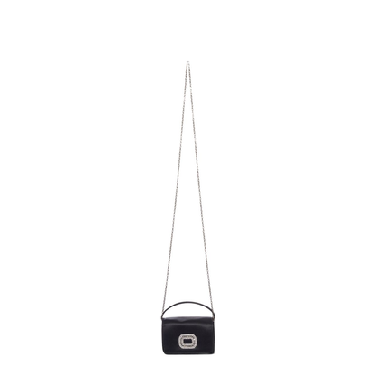 Chain Satin Shoulder Bag - Black - Image 3