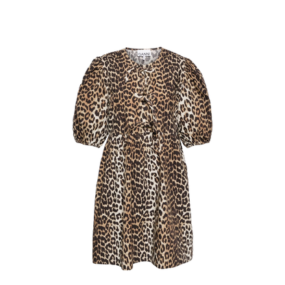 Printed Tie String Poplin Mini Dress - Image 1