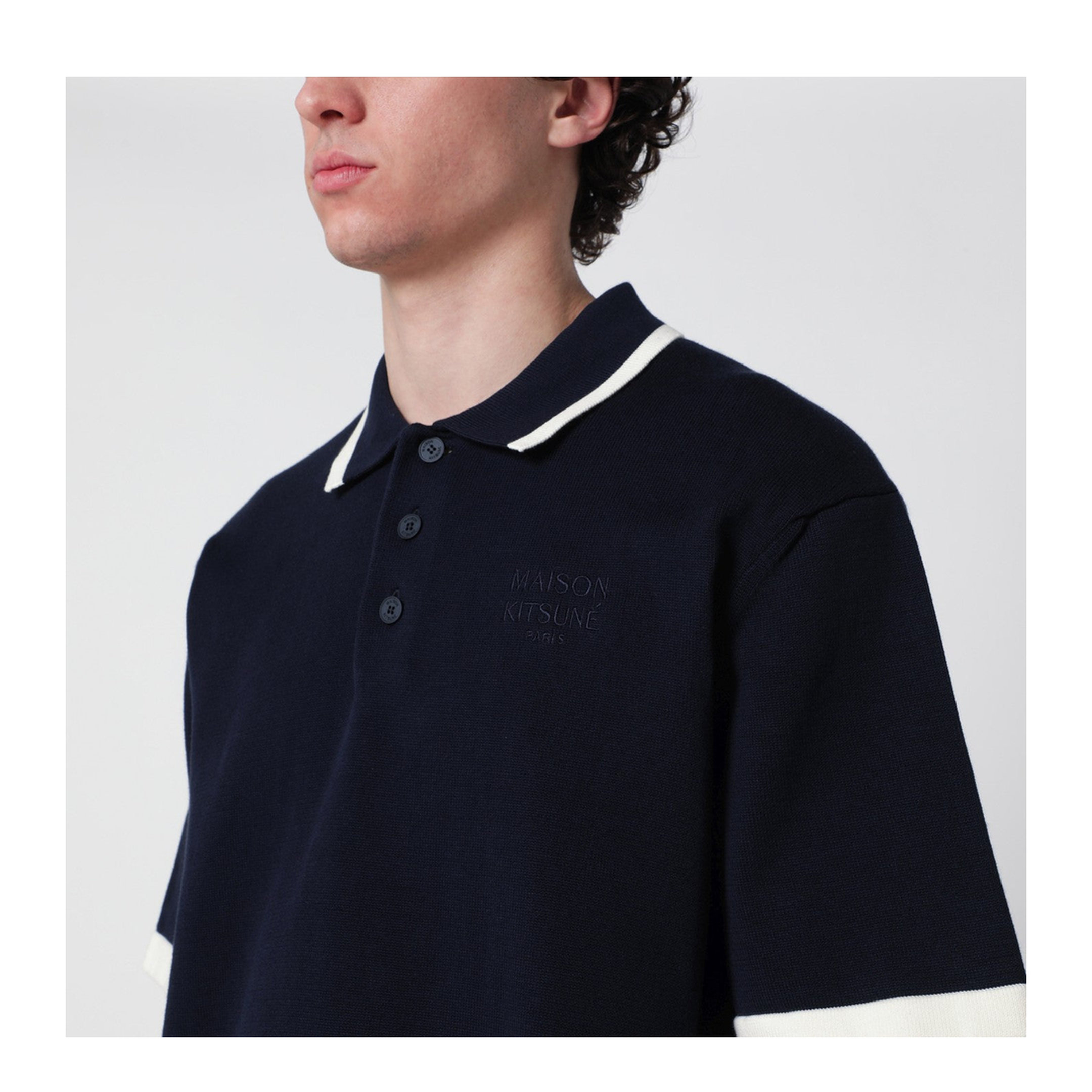 Navy Blue Comfort-Fit Cotton Polo Shirt - Image 2