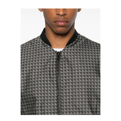 Blouson in Nylon Jacquard with Repeated Eagle Motif - Image 4