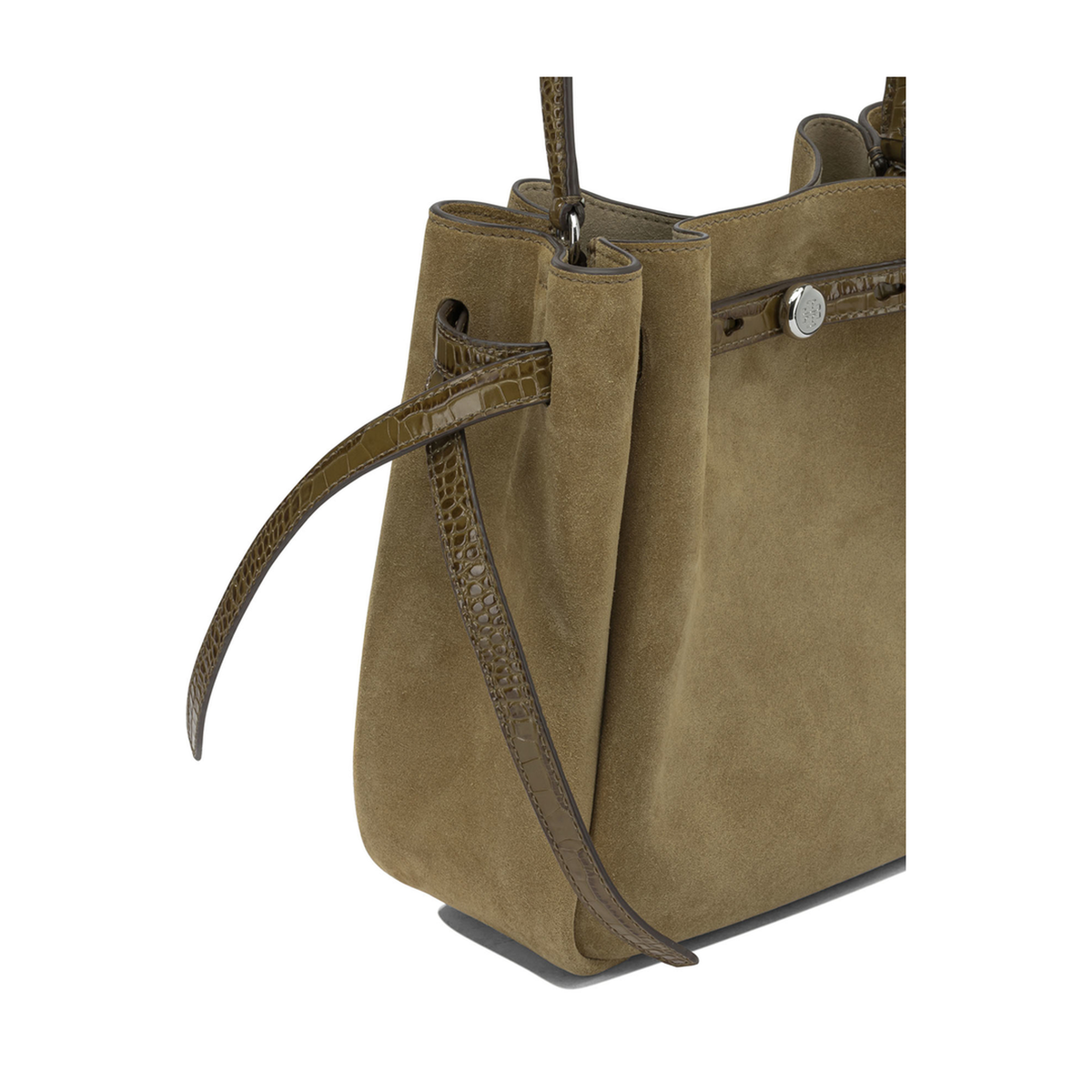Suede Bucket Bag - Beige - Image 4
