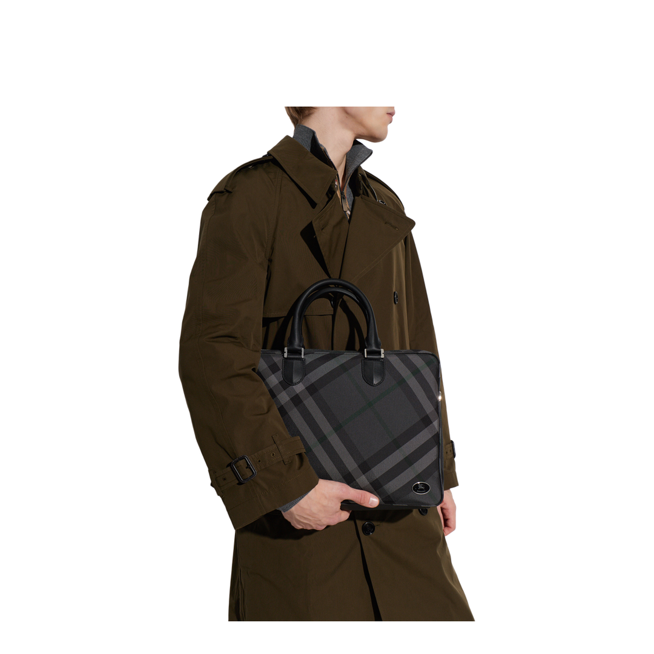 Ainsworth Calf Leather Briefcase - Charcoal - Image 2