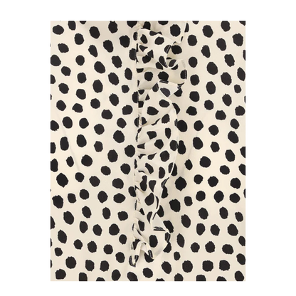 Short-Sleeve Ruffle Top in Crêpe de Chine Beige - Image 3